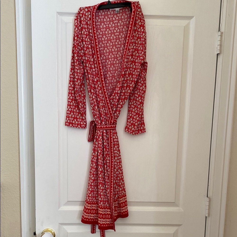 Max Studio Red and White Wrap Gown